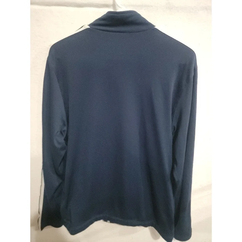 Nike Mens XL Track Jacket Navy Blue Full Zip Striped Mock Neck Training‎ 392474